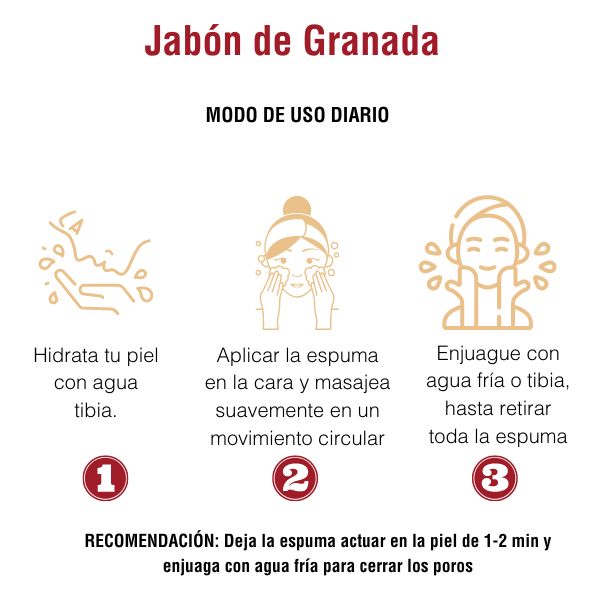 Jabón de Granada Natural 100 g. Cierra poros y Blanquea tu piel. Glicerina. Antioxidante.