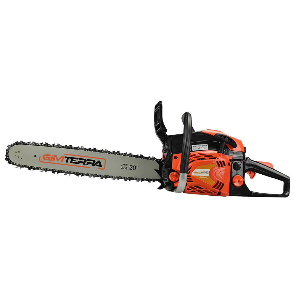 Motosierra Longitud De Corte 20 Pulgadas 51cm Potencia de 3.1 HP Cilindrada 50cc Longitud de corte 51 cm Gimterra Gm5050-20 Color Negro con Naranja