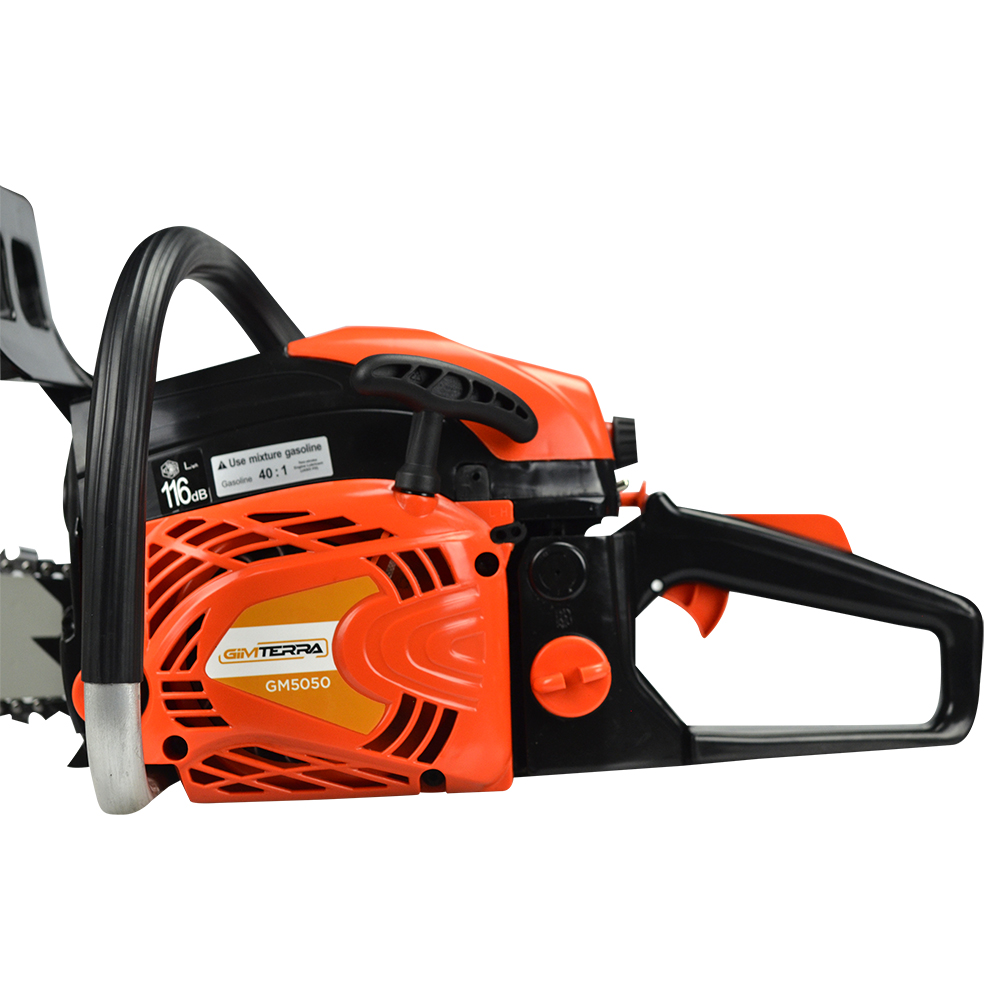 Motosierra Longitud De Corte 20 Pulgadas 51cm Potencia de 3.1 HP Cilindrada 50cc Longitud de corte 51 cm Gimterra Gm5050-20 Color Negro con Naranja