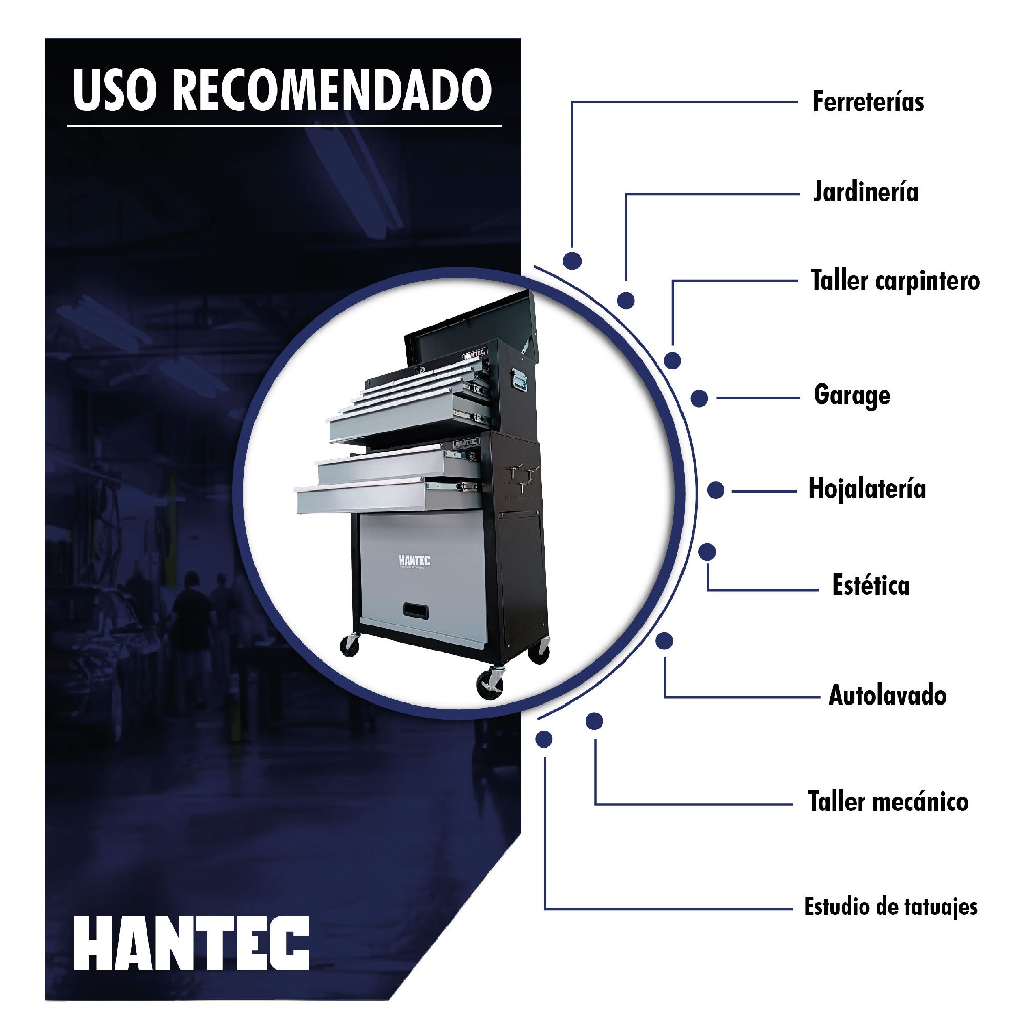 Caja De Herramientas con Gabinete Móvil 9 Cajones para herramienta  automotriz Hantec Herramienta