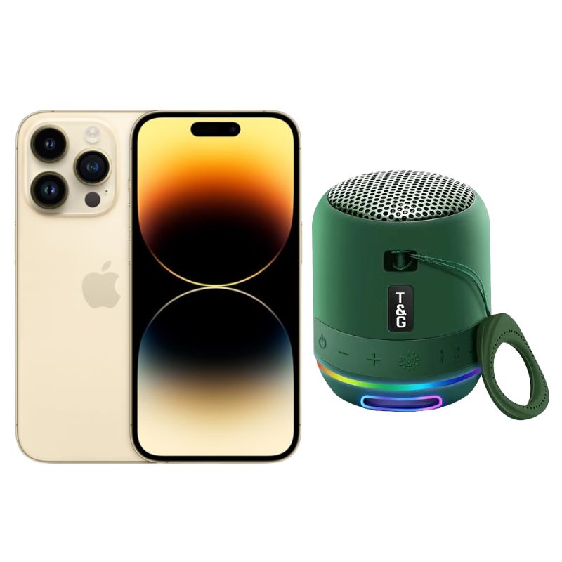 iPhone 14 Pro Max 128GB Dorado E-SIM Reacondicionado Grado A + Mini Bocina