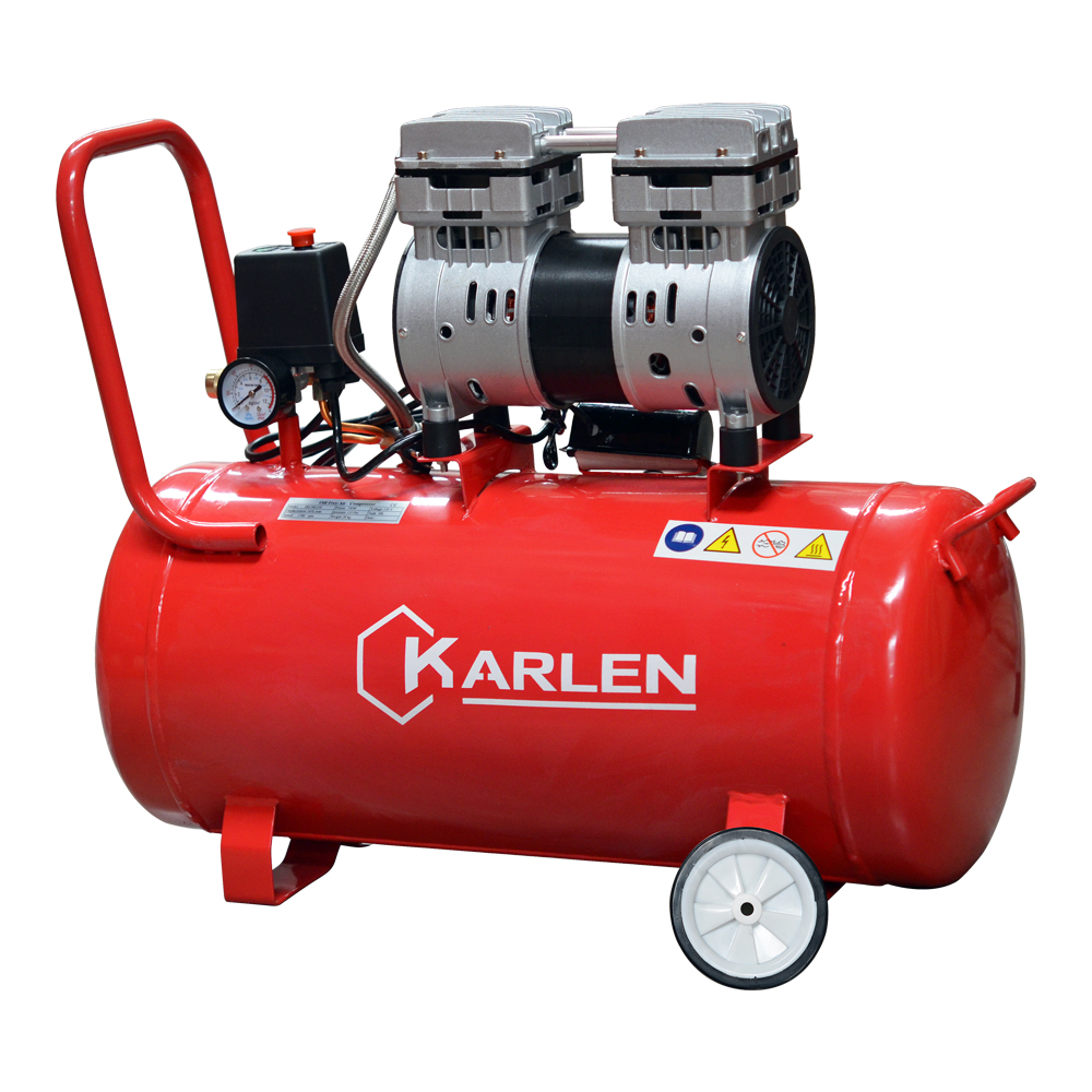Compresor Libre De Aceite Tanque 50 litros 1HP 750W 110V/60 Silenciosa 58db Incluye Llantas Para Fácil Transportación Ideal Para Uso Dental