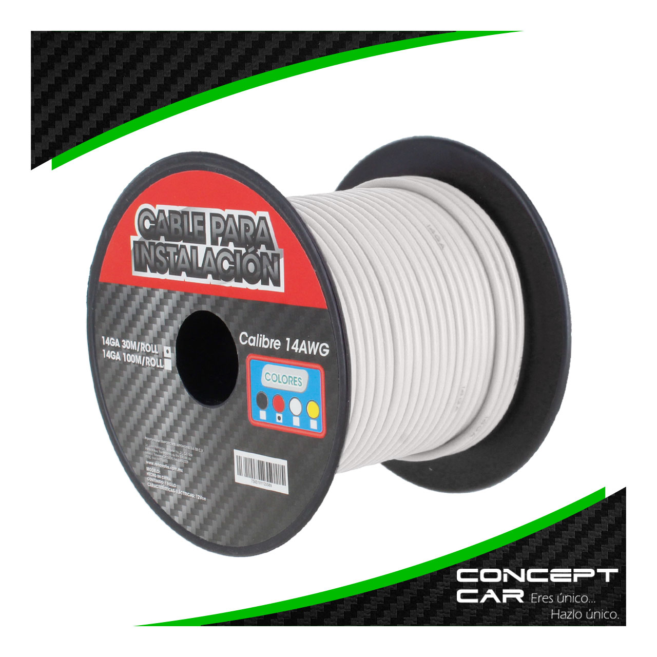 Rollo Cable Para Instalacion Automotriz Calibre 14 30 Mts