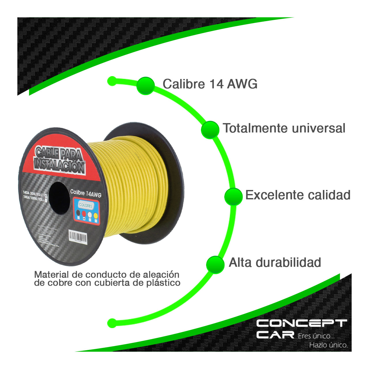 Rollo Cable Para Instalacion Automotriz Calibre 14 30 Mts