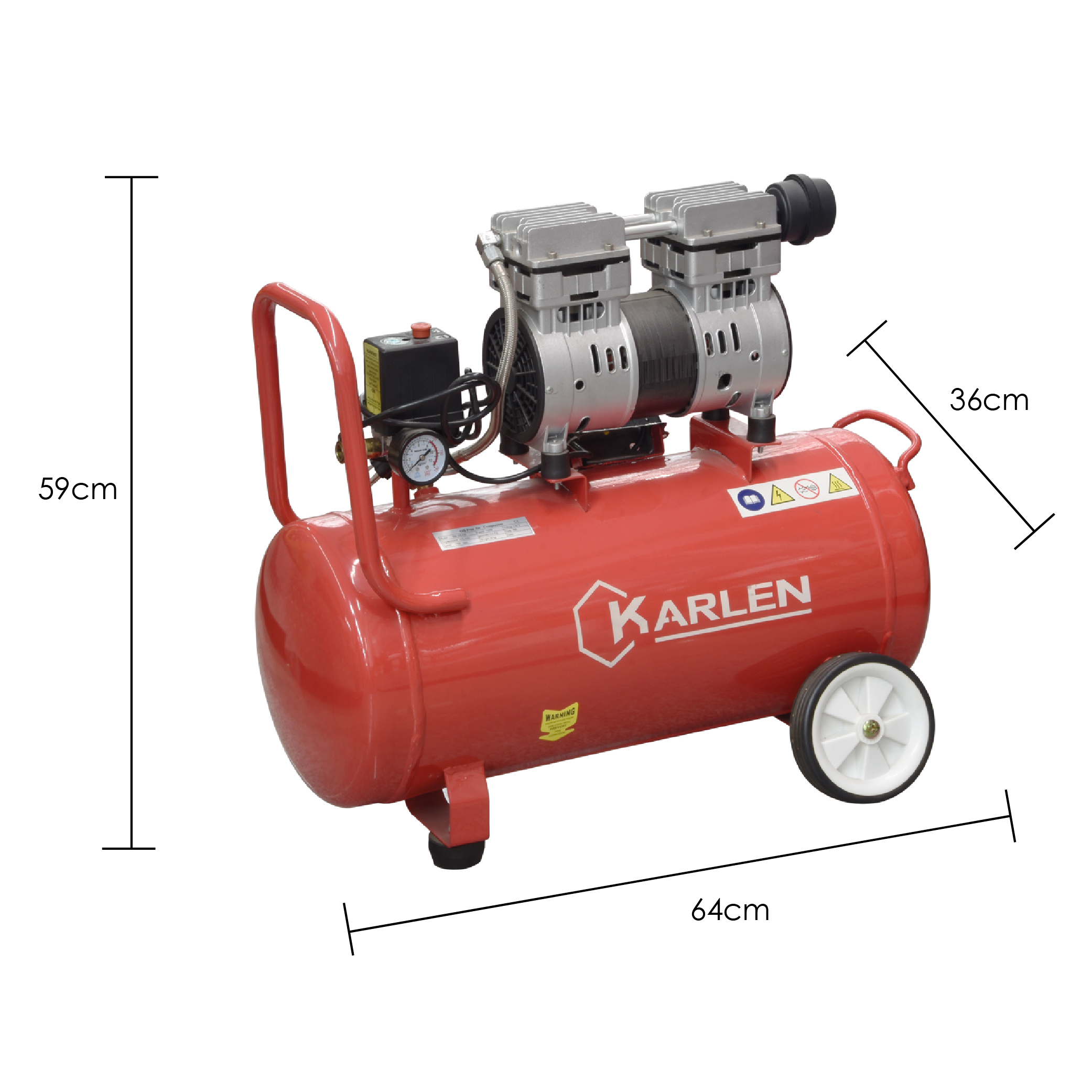 Compresor Libre De Aceite Tanque 50 litros 1HP 750W 110V/60 Silenciosa 58db Incluye Llantas Para Fácil Transportación Ideal Para Uso Dental