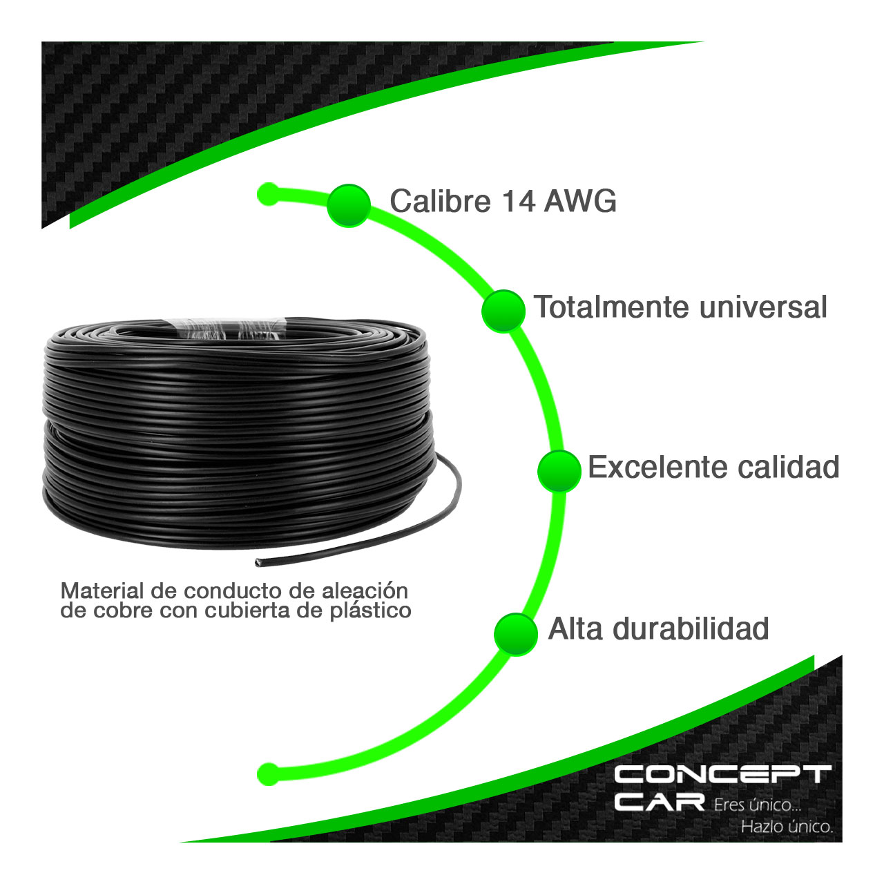 Rollo Cable Para Instalacion Automotriz Calibre 14 100 Mts