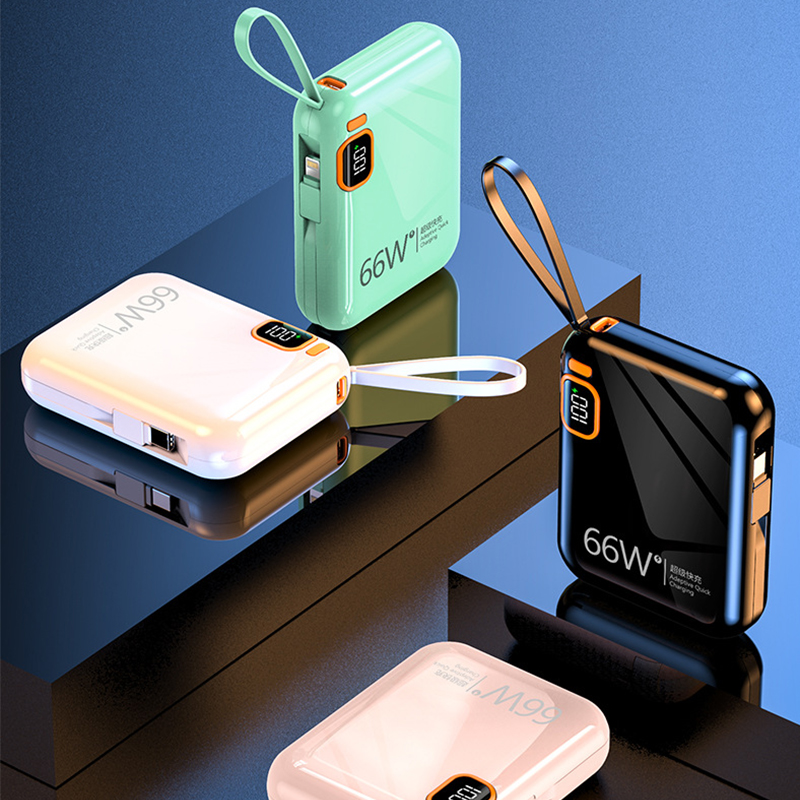 Mini Power Bank Portátil De 10000 mAh Usb A Tipo C Rosa