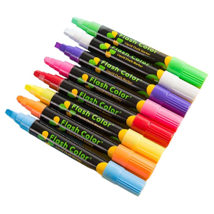 Marcador Delgado de Vidrio Neon MXWYE-006-5 10Pzas Amarillo Neón Marcador para Pizarrón Punta Redonda Mediana, ChalkyYellow