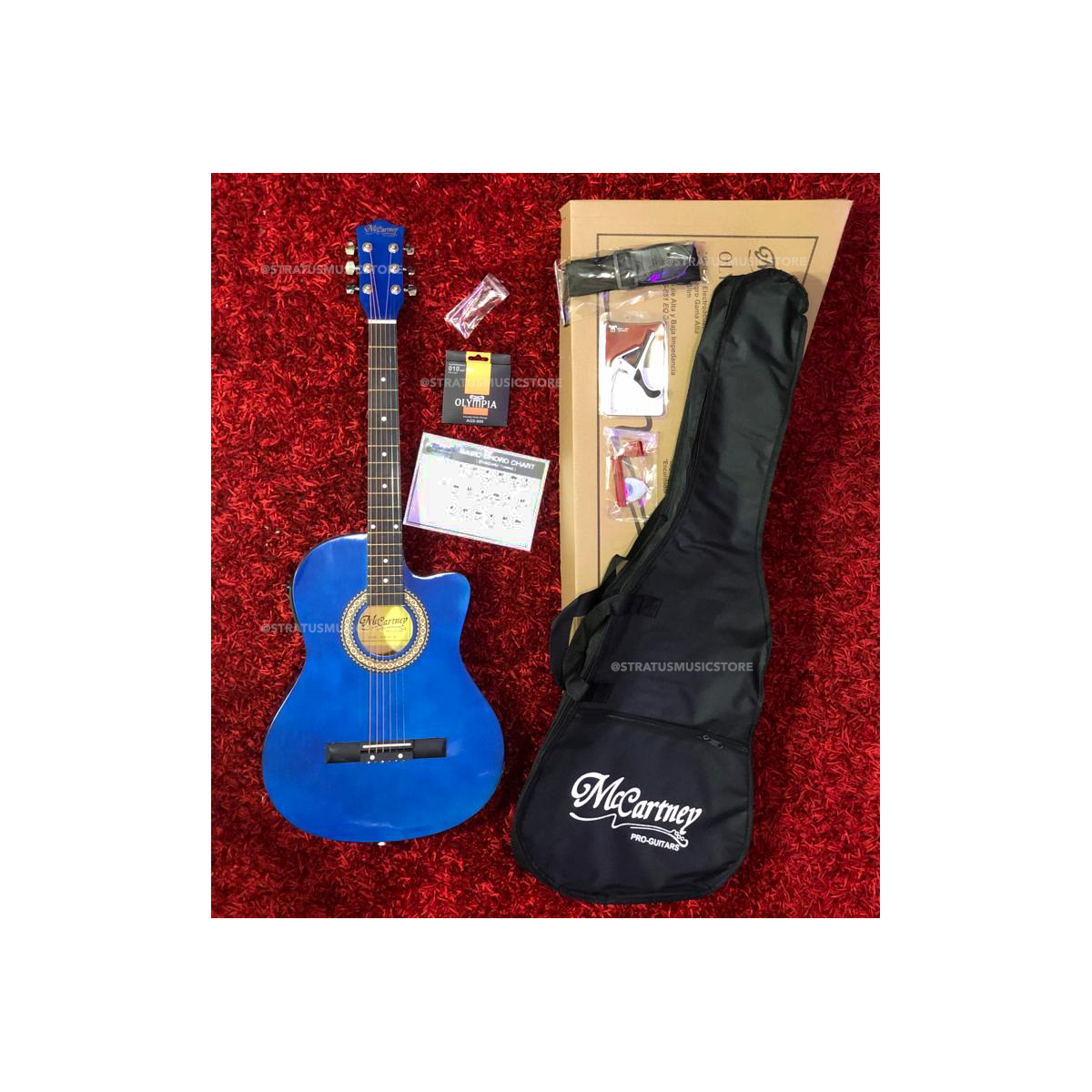 Guitarra Electroacústica McCartney Azul Con Cuerdas de Acero