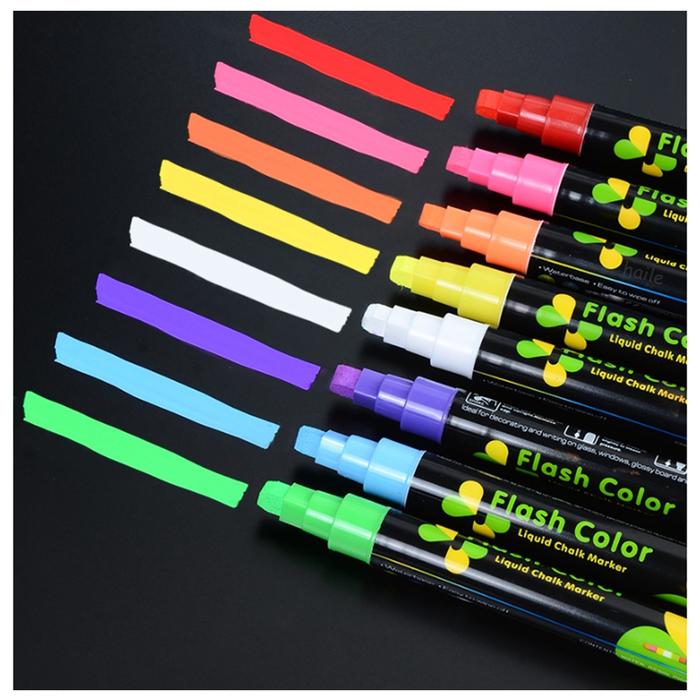 Marcador de tinta de vidrio MXWYE-002-3 2Pzas Amarillo Neón Marcador para Pizarrón Punta Redonda Mediana, ChalkyYellow