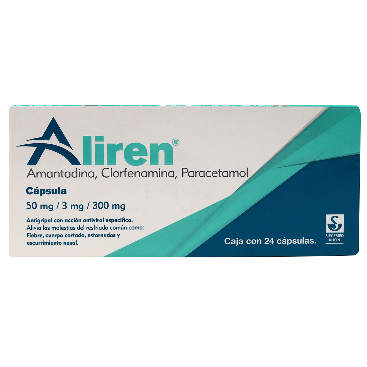 ALIREN AMANTADINA, CLORFENAMINA, PARACETAMOL, 24 CÁPSULAS 50 MG / 3 MG / 300 MG