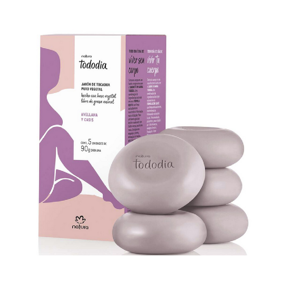Jabones de Tocador Avellana y Casis 5 piezas de 90g Tododia Natura