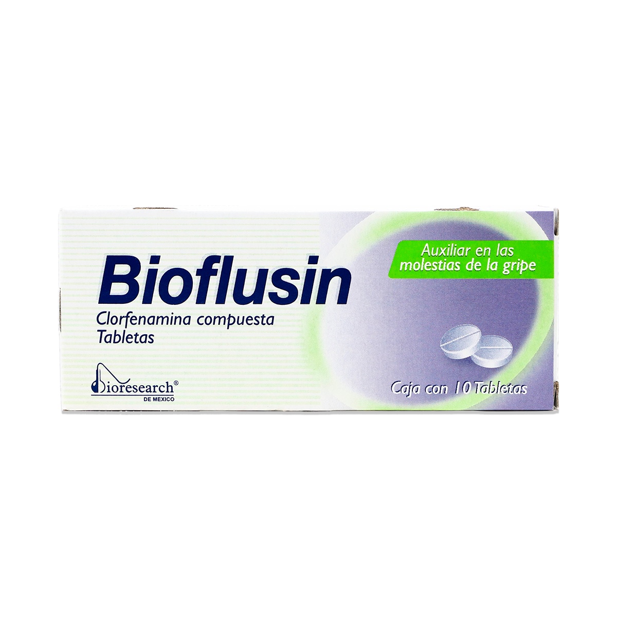 BIOFLUSIN CLORFENAMINA COMPUESTA, 10 TABLETAS 500/25/5/4 MG, BIORESEARCH