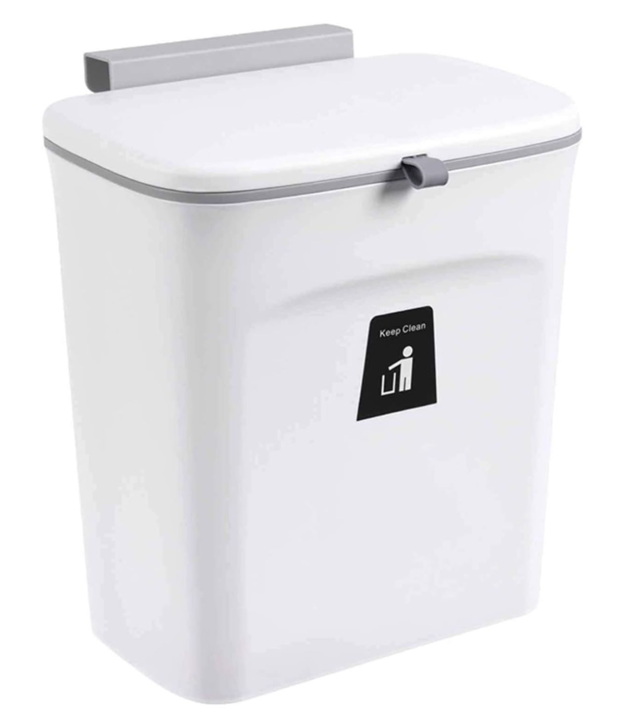 Bote de Basura Colgante para Cocina, Bote con Tapa de Cocina con Jalador de Migajas Capacidad 9L