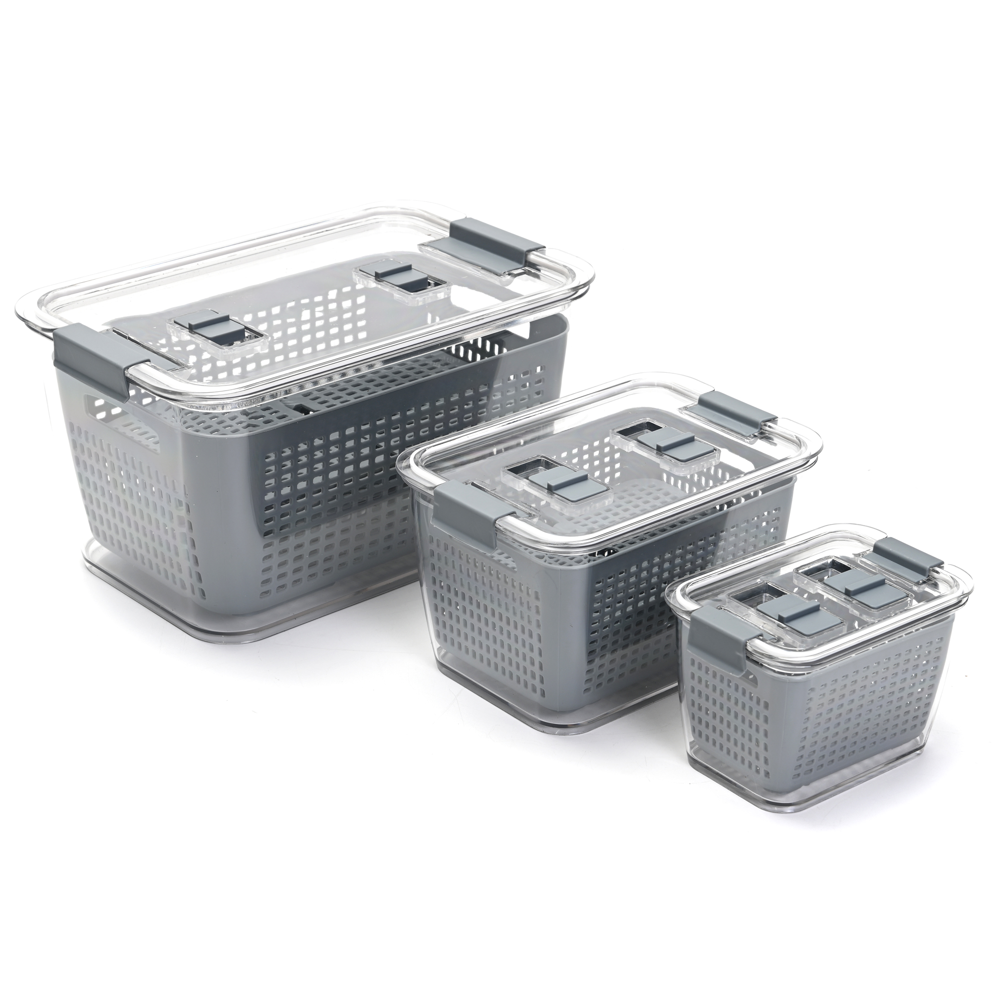 Contenedores para Almacenar Verduras y Frutas en el Refrigerador, 3 Recipientes de Alimentos para Refrigerador