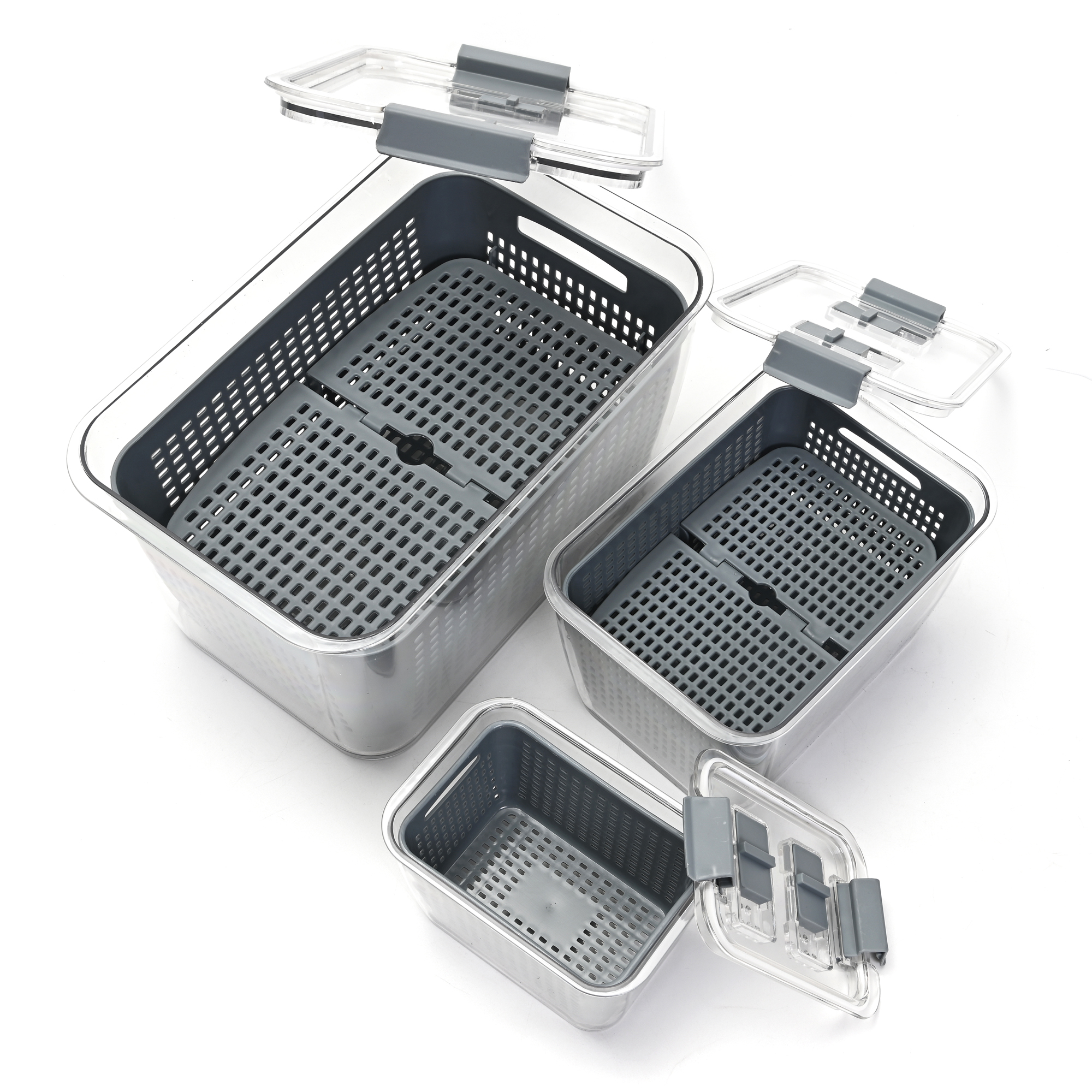 Contenedores para Almacenar Verduras y Frutas en el Refrigerador, 3 Recipientes de Alimentos para Refrigerador