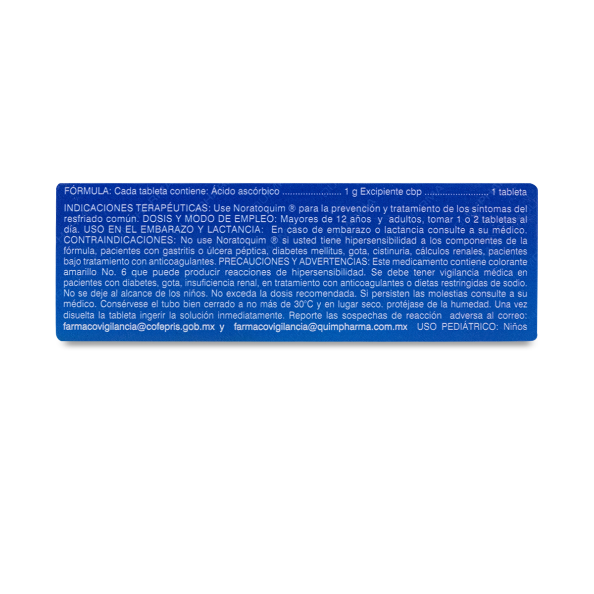 NORATOQUIM ACIDO ASCORBICO, 10 TABS EFERVS SABOR NARANJA, QUIMPHARMA