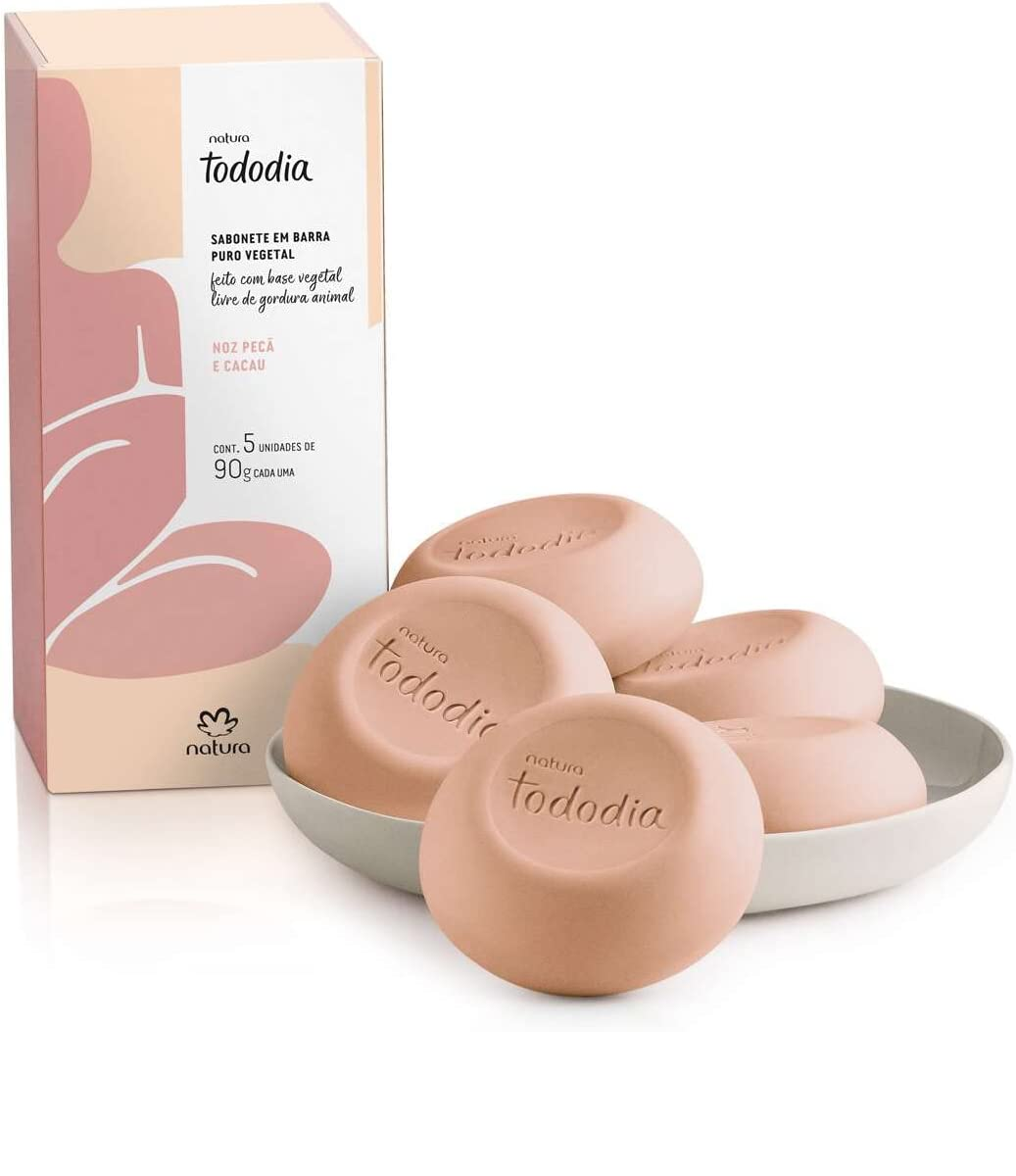 Jabones de Tocador Nuez Pecán y Cacao 5 piezas de 90g Tododia Natura