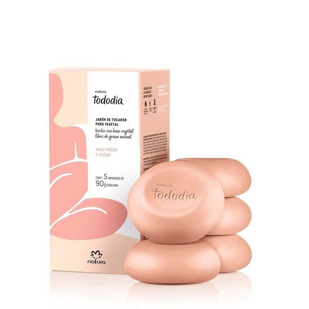 Jabones de Tocador Nuez Pecán y Cacao 5 piezas de 90g Tododia Natura