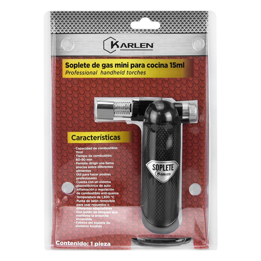 Soplete Para Cocina De Gas Butano, Encendedor Culinario De Recarga Para Gas Butano, Ajusta El Tamaño De La Flama Con Una Sola Mano, Color Negro Dirige La Llama De Una Forma Precisa