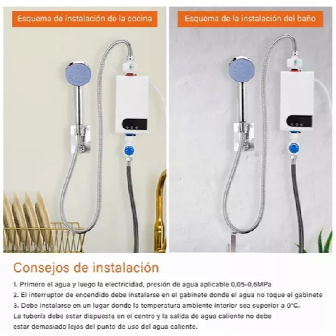 Calentador De Paso Instantaneo, Boiler De Paso Set Con Ducha
