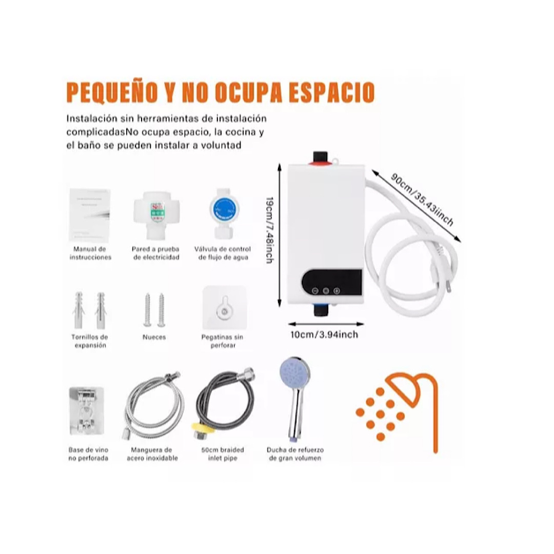 Calentador De Paso Instantaneo, Boiler De Paso Set Con Ducha