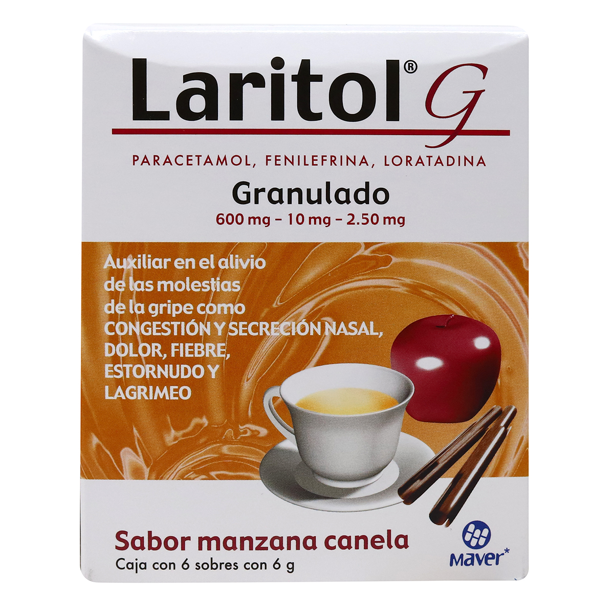 LARITOL G 6 SOBRES 6 G PARACETAMOL, FENILEFRINA, LORATADINA MAVER