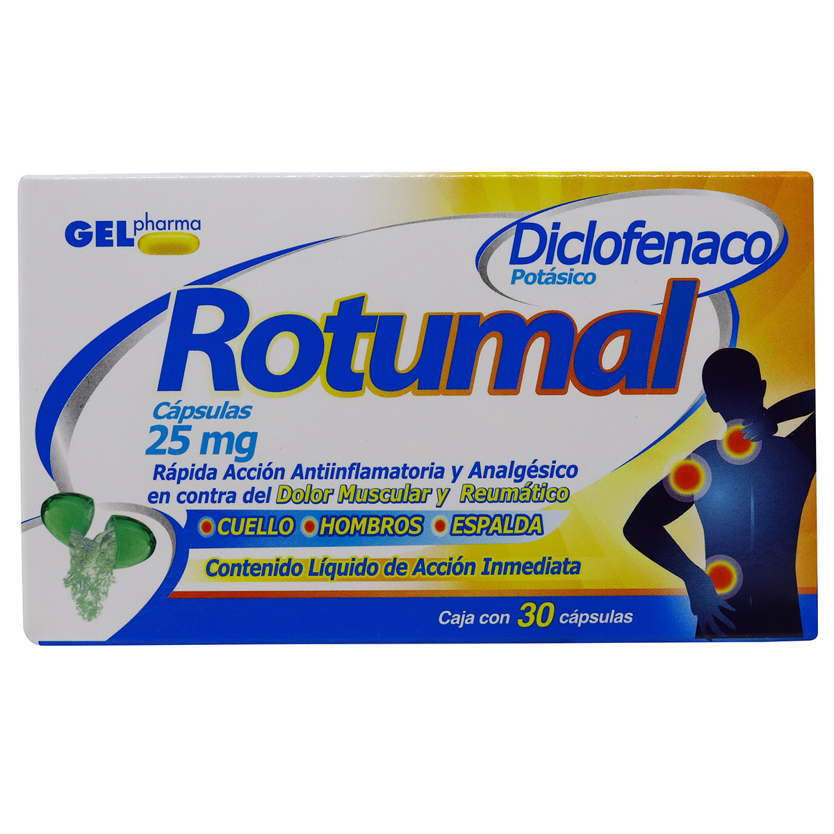 ROTUMAL DICLOFENACO POTÁSICO CÁPSULAS 25MG, 30 CÁPSULAS