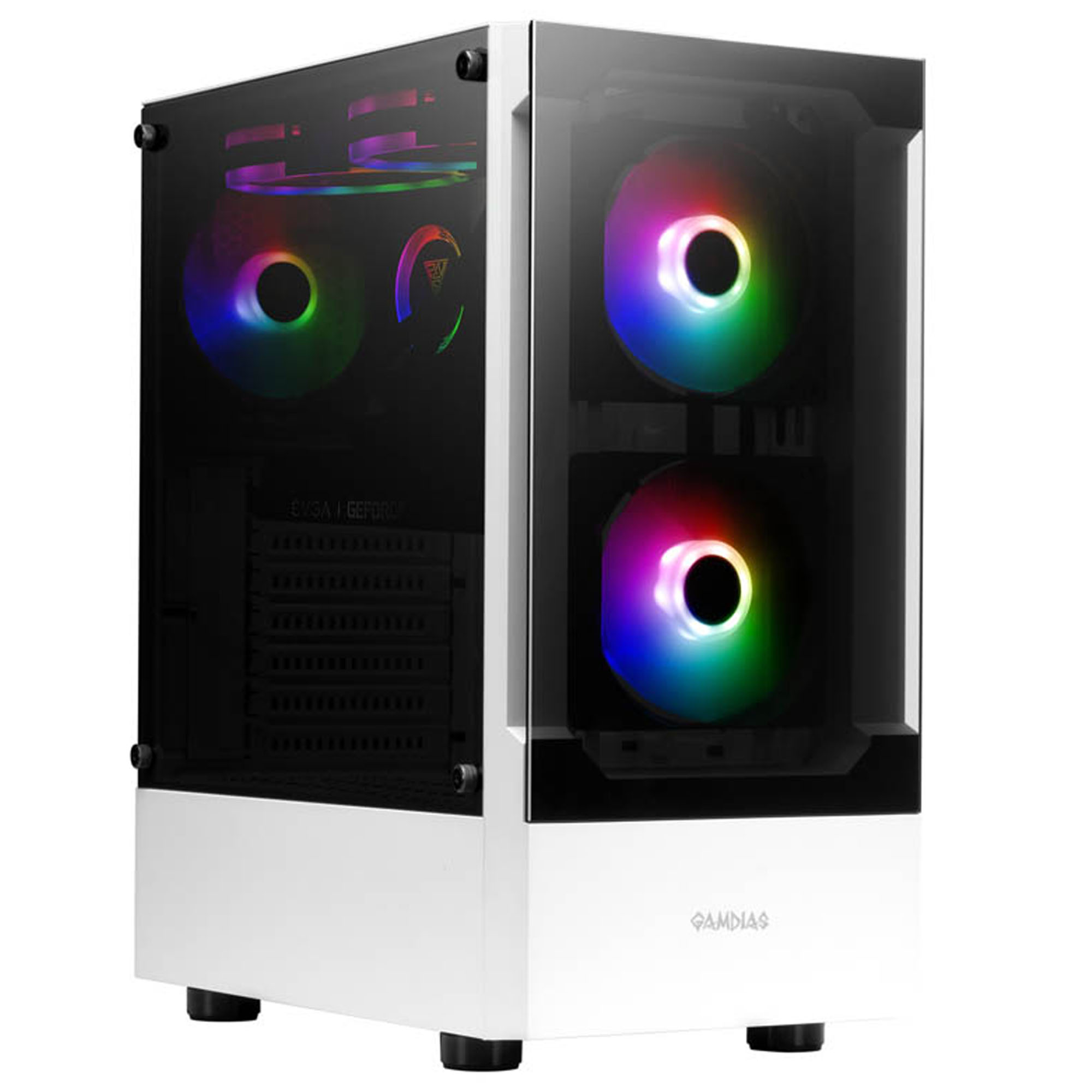 Gabinete Gamdias Talos E3 Media Torre Atx Cristal Sin Fuente Argb Blanco.