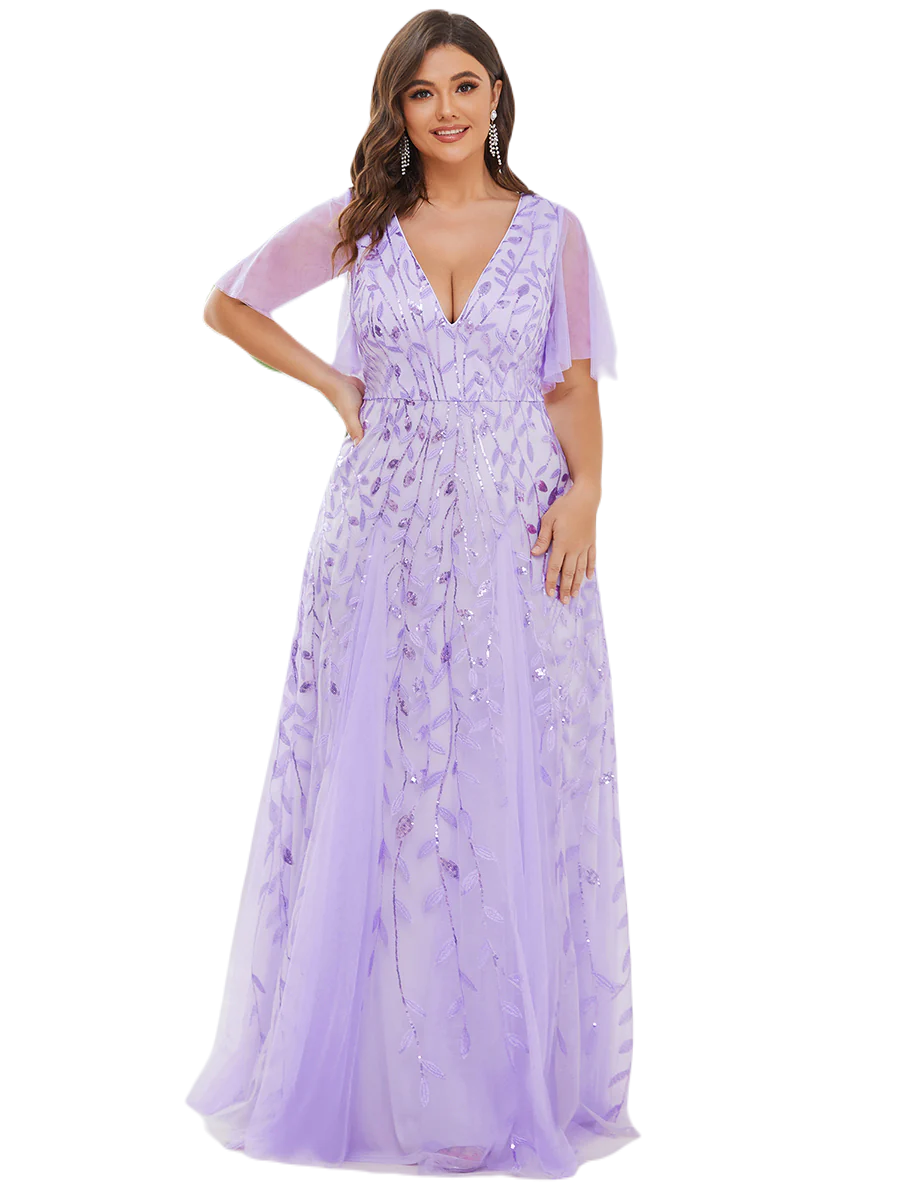 Vestido Elegante de Fiesta Largo Lila Violeta para Mujer con