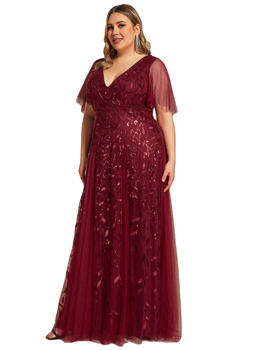 Vestido Elegante de Fiesta Largo Guinda Vino para Mujer con