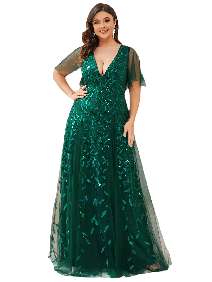 Vestido Elegante de Fiesta Largo Verde Esmeralda para Mujer con