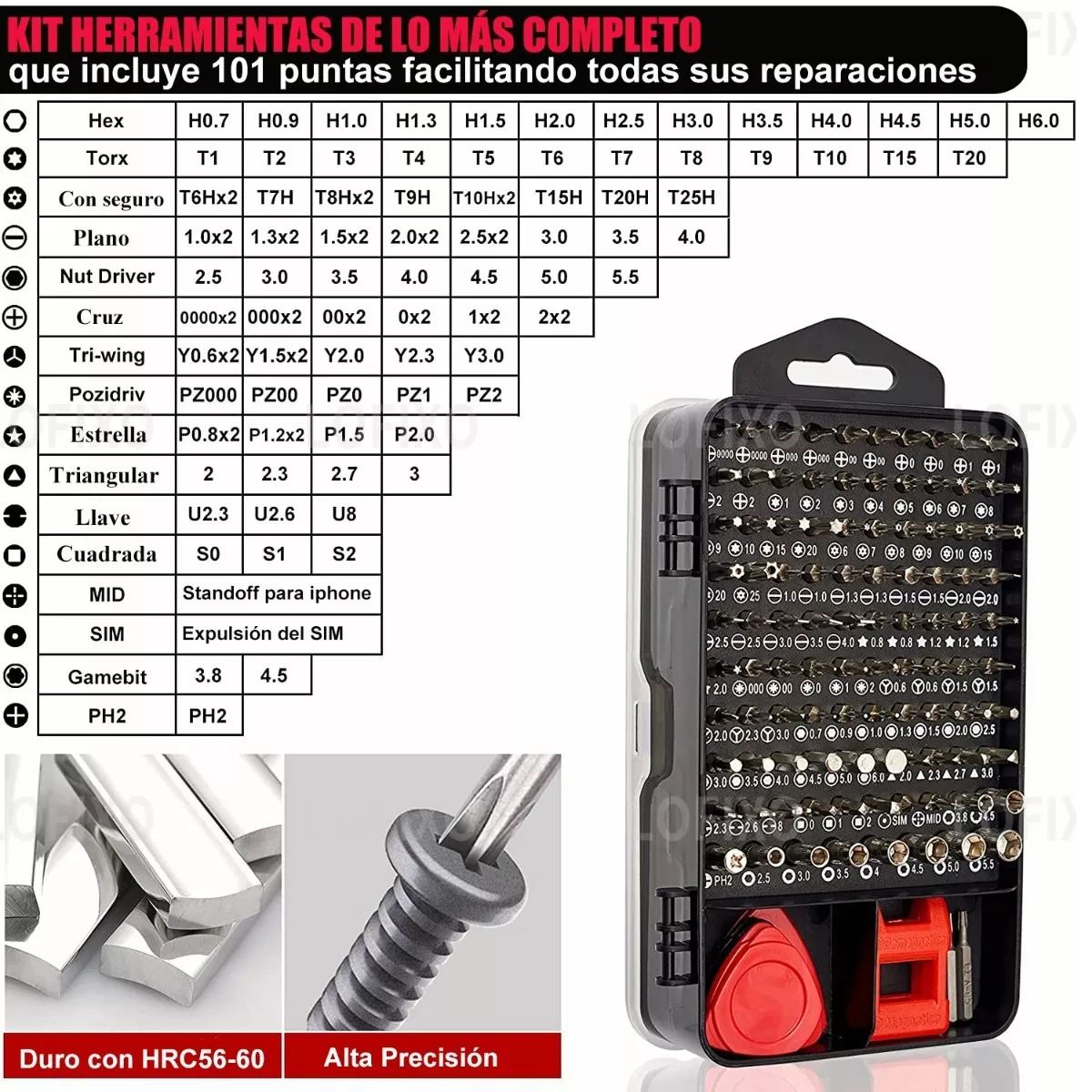 Juego De Herramientas Kit Destornillador Torx Negro/Rojo