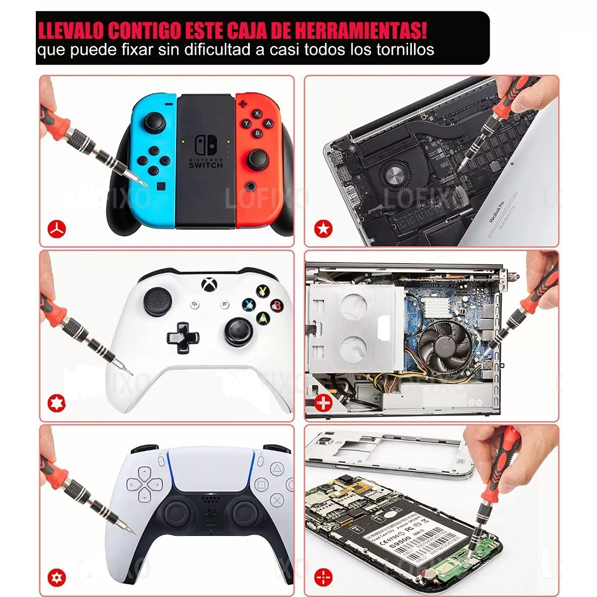 Juego De Herramientas Kit Destornillador Torx Negro/Rojo