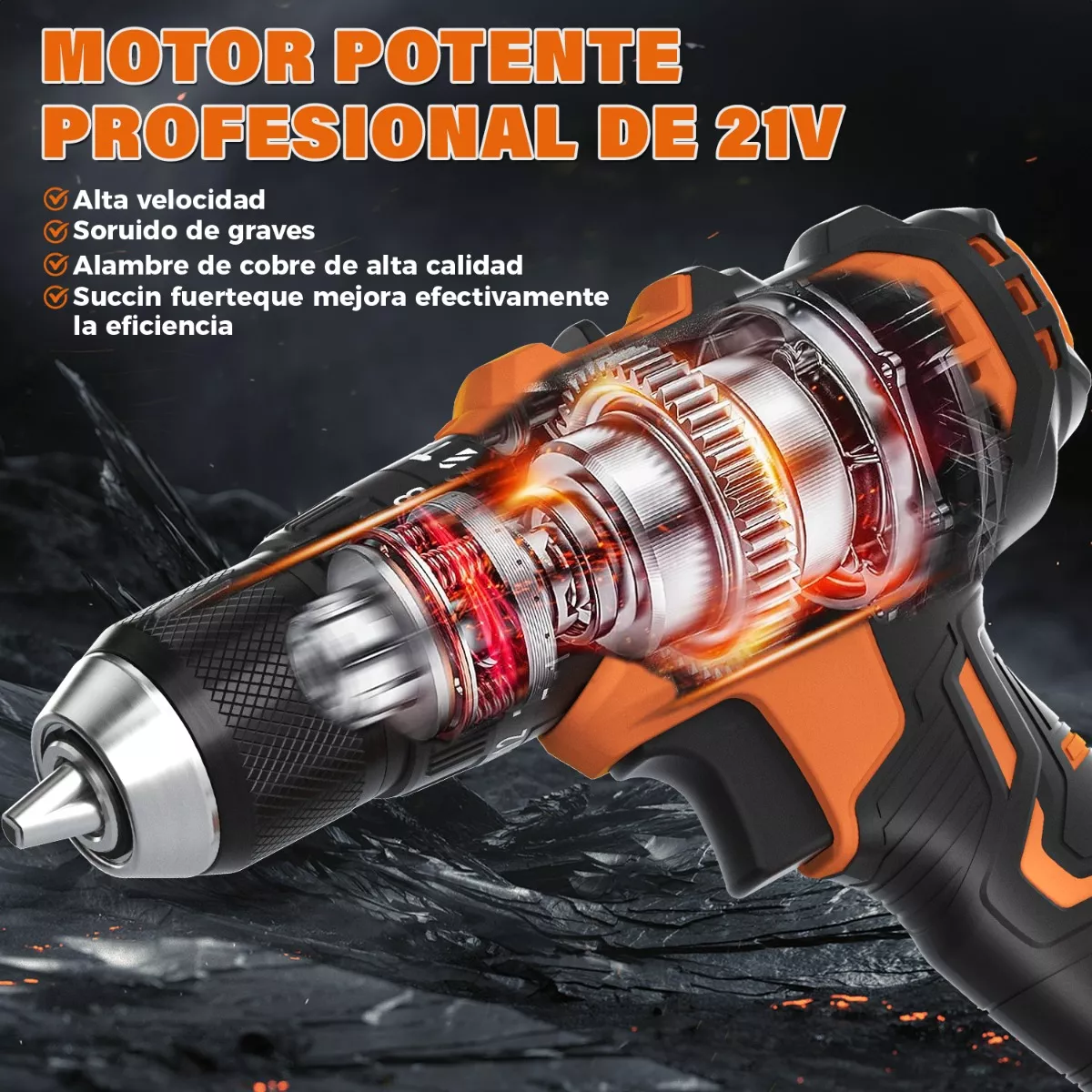 Taladro Percutor Inalámbrico Con 2 Baterías De Litio