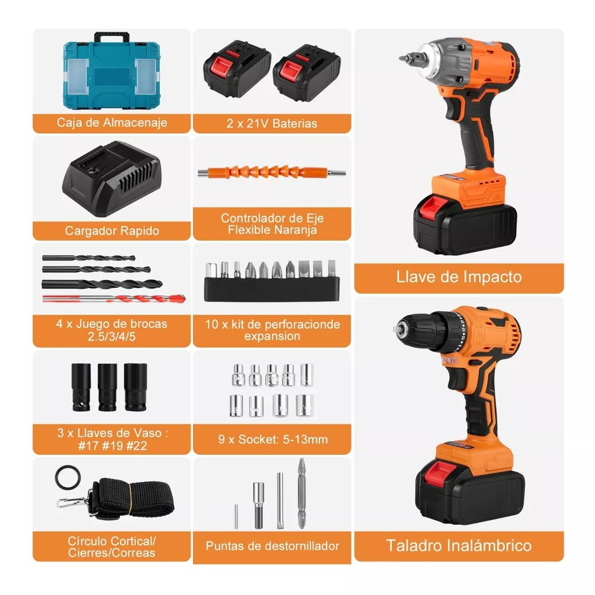 Juego Taladros Combinados Y Atornilladores De Impacto De Mano