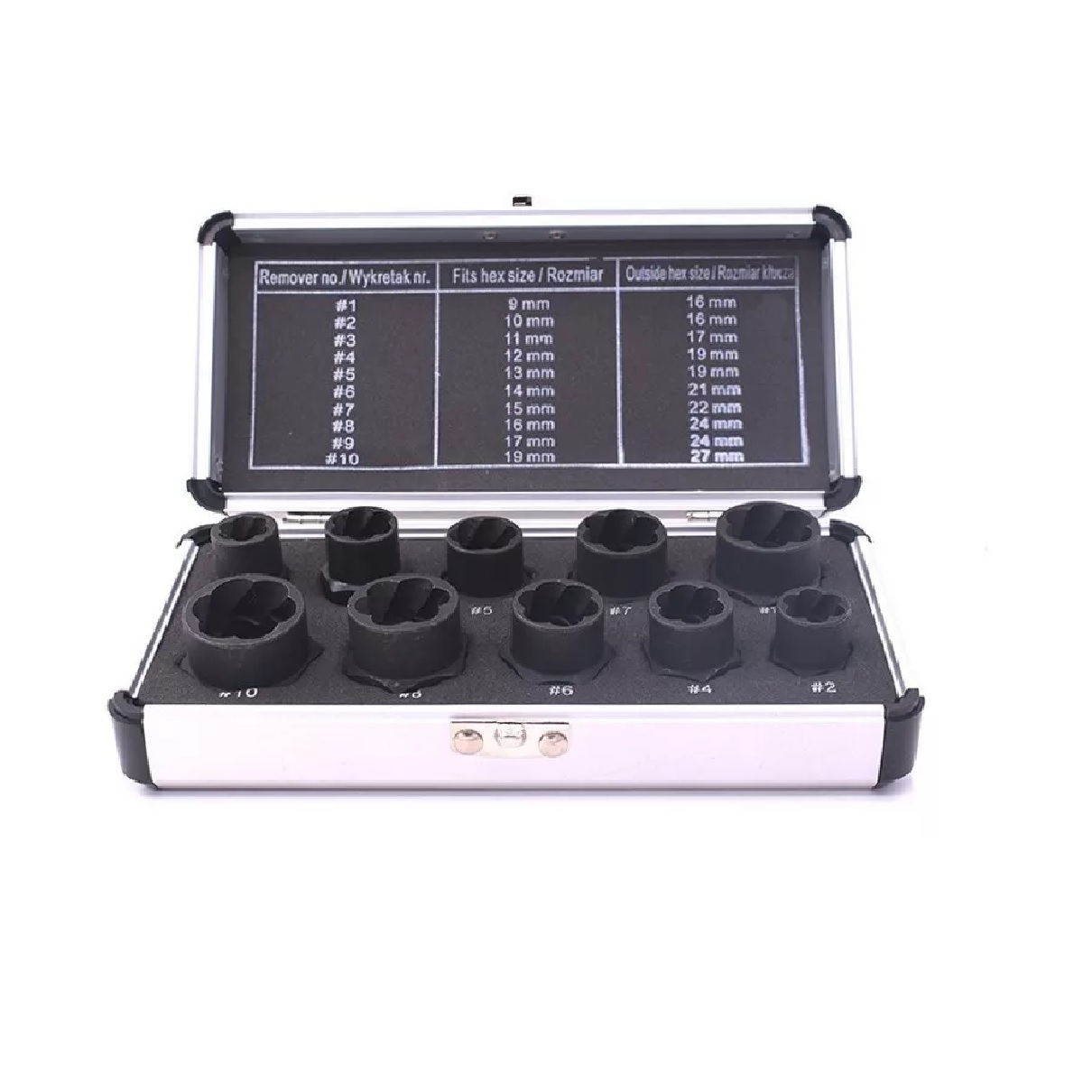 Extractores De Birlos Tornillos Tuercas 9-19mm Estuche 10pie