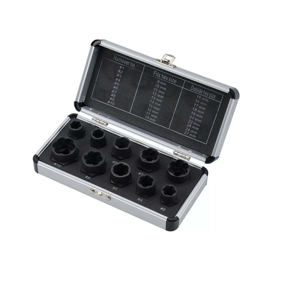 Extractores De Birlos Tornillos Tuercas 9-19mm Estuche 10pie