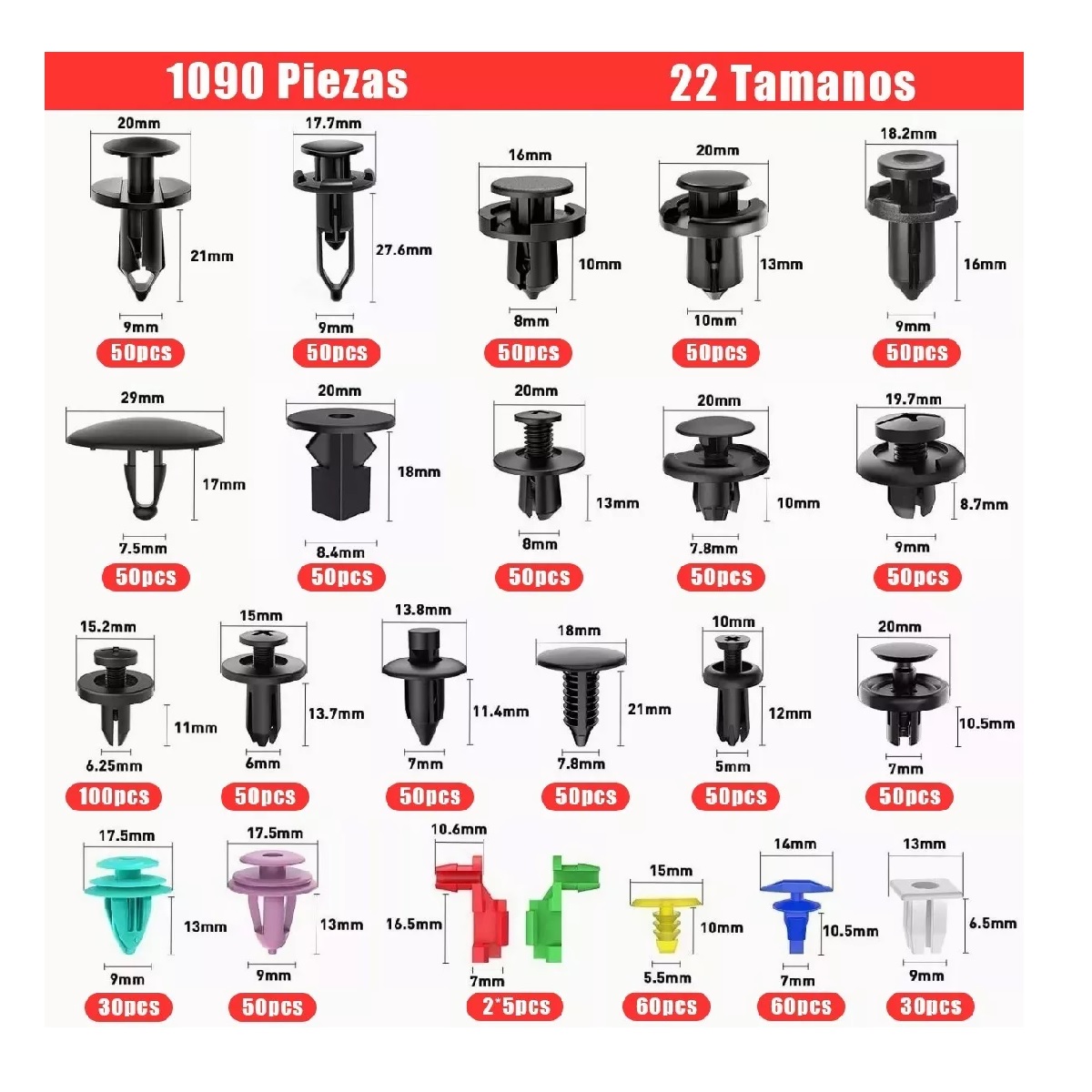 Set Grapas Automotrices 1211 Pzs Con Quita Grapas Molduras