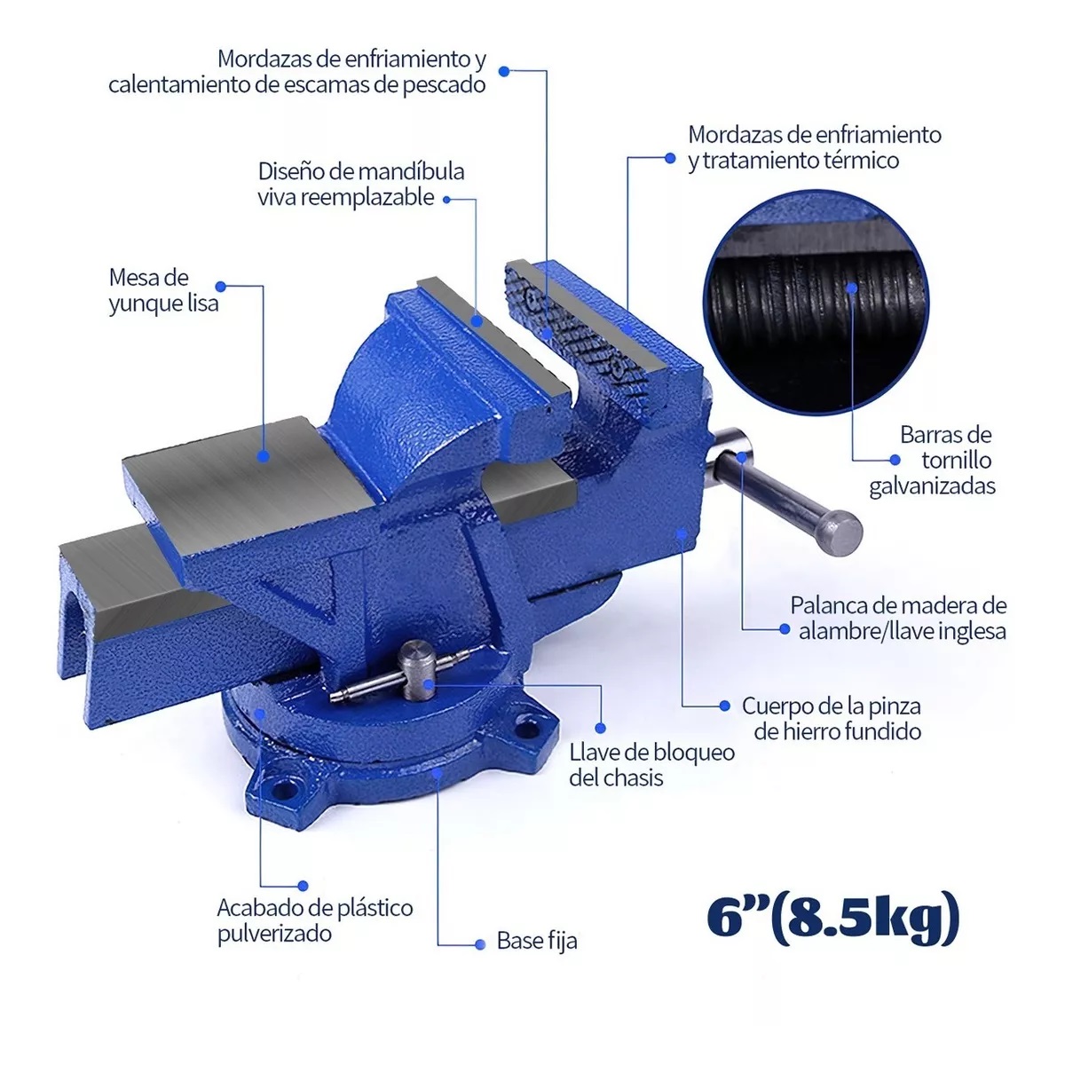 Tornillo De Banco 6 Pulgadas 8.5kg Azul