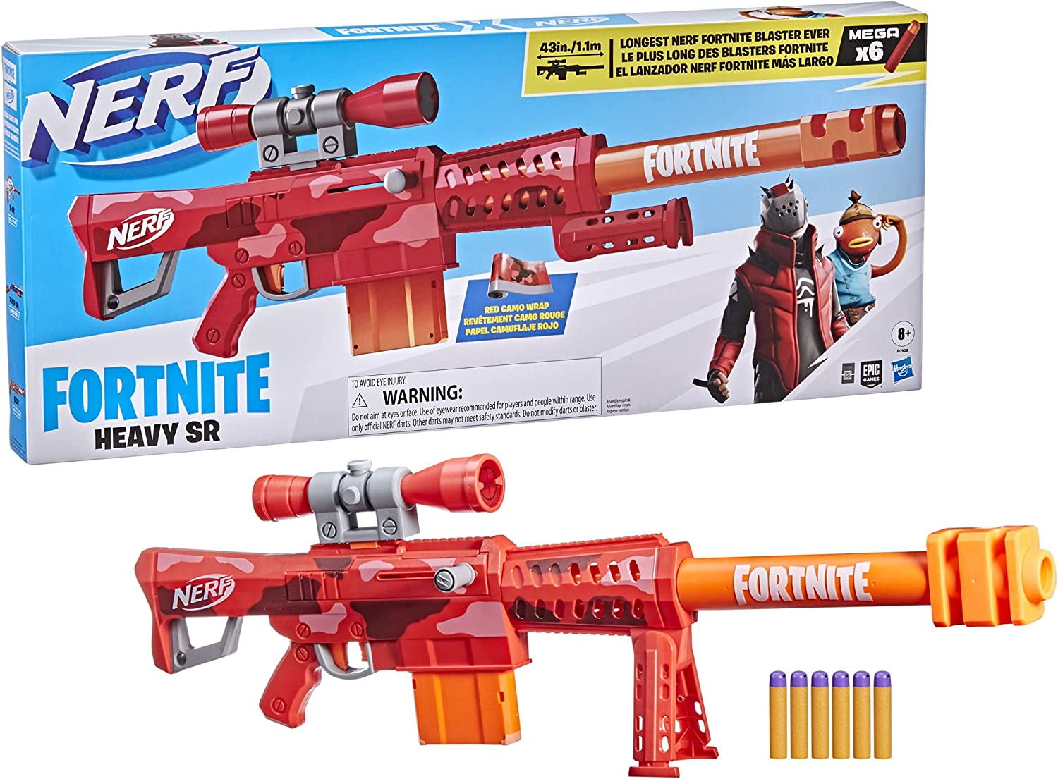 Nerf Fortnite Heavy SR Blaster, Lanzador Fortnite más Largo de la Historia