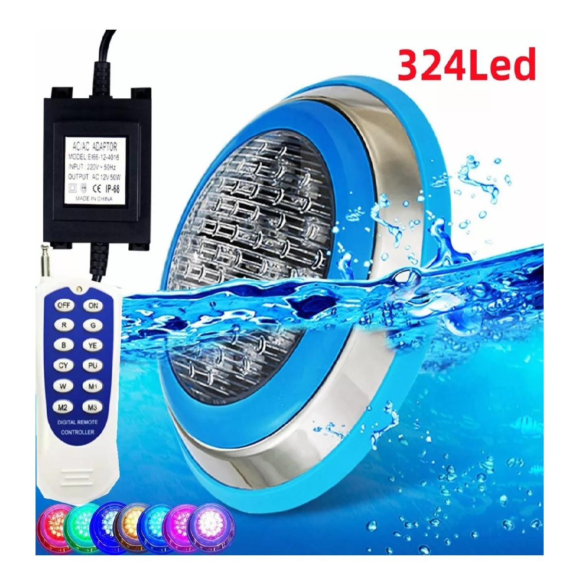 Lámpara Led Sumergible Con Transformador Control Remoto Rgb