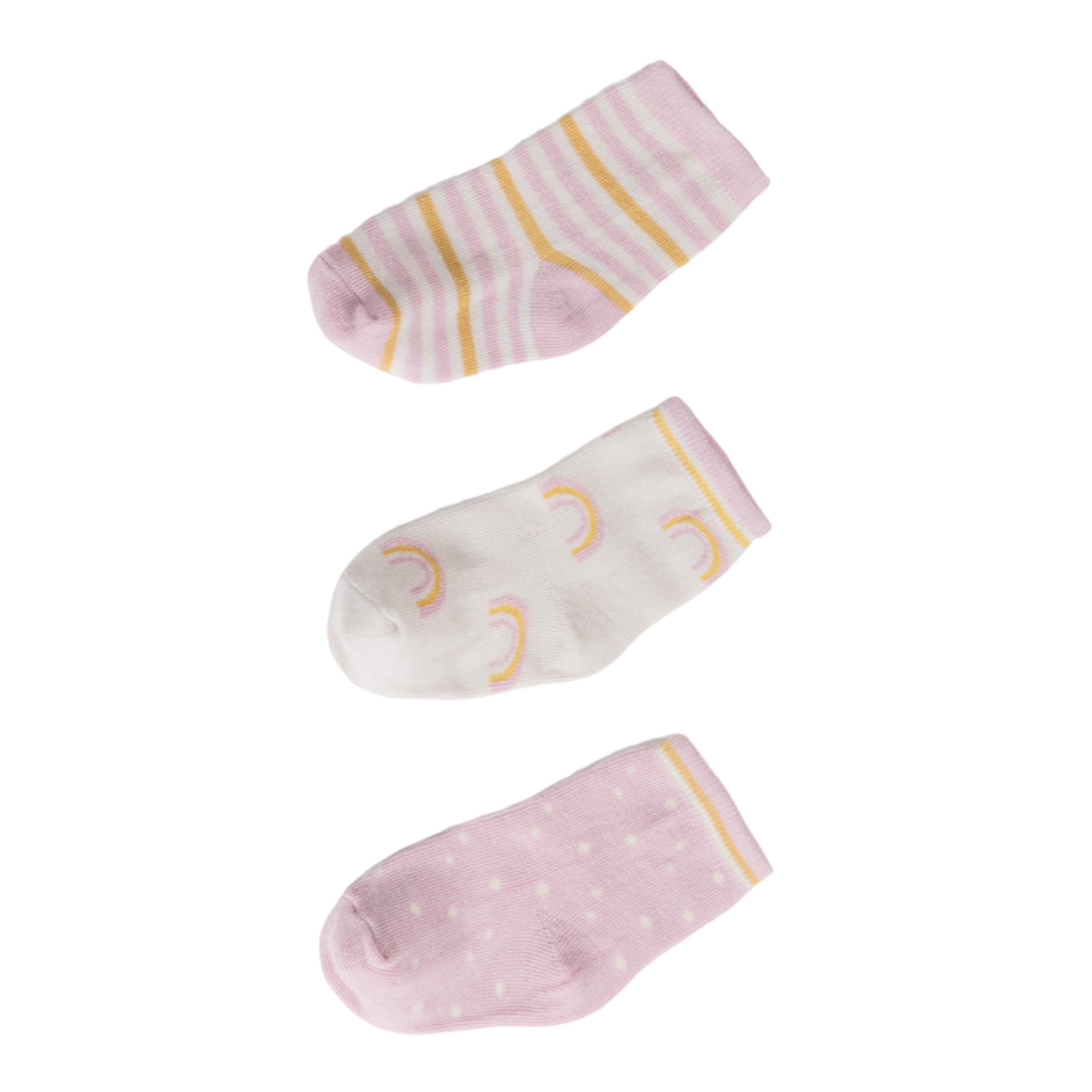 BRUBAKER 3 pares de calcetines para bebé niña de 0 a 12 meses, con  volantes, lunares, flores, rayas, en caja de regalo