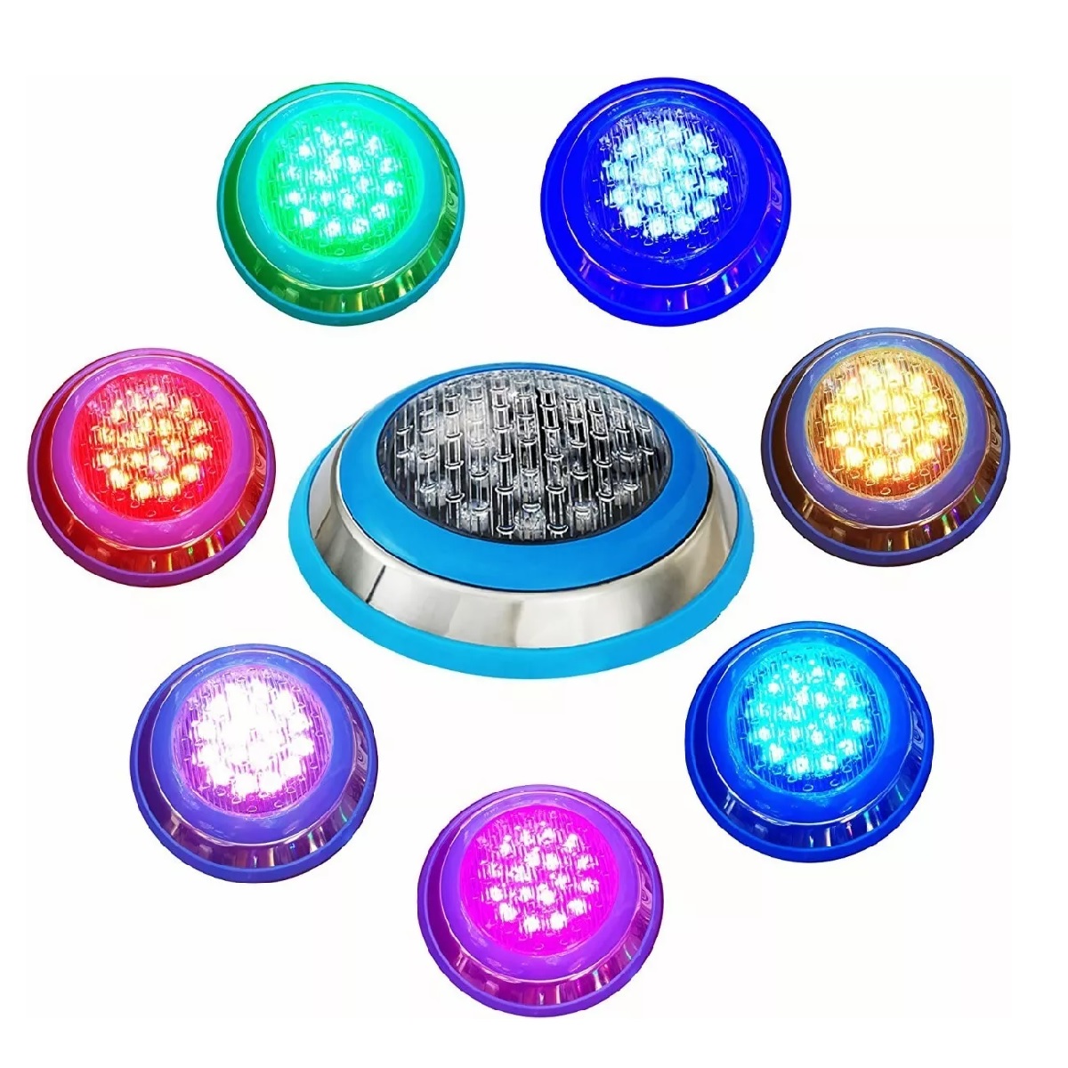 Lámpara Led Sumergible Con Transformador Control Remoto Rgb