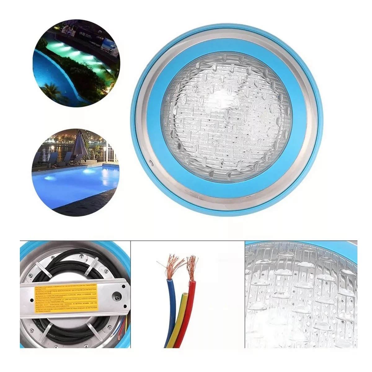 Lámpara Led Sumergible Con Transformador Control Remoto Rgb