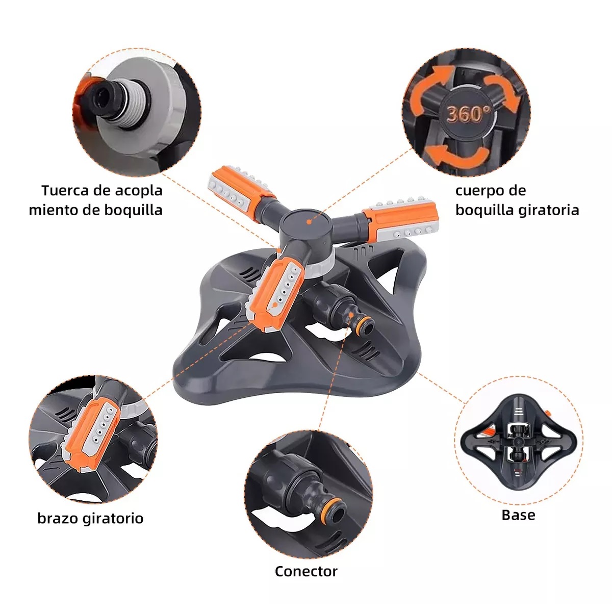 Aspersores Riego Jardín Giratorio Automático 360  Grados Césped