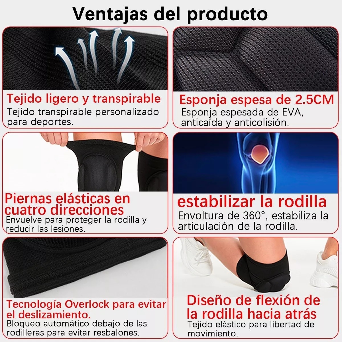 Rodilleras Para Deportes, Básquetbol Y Vóleibol, 1 Par L