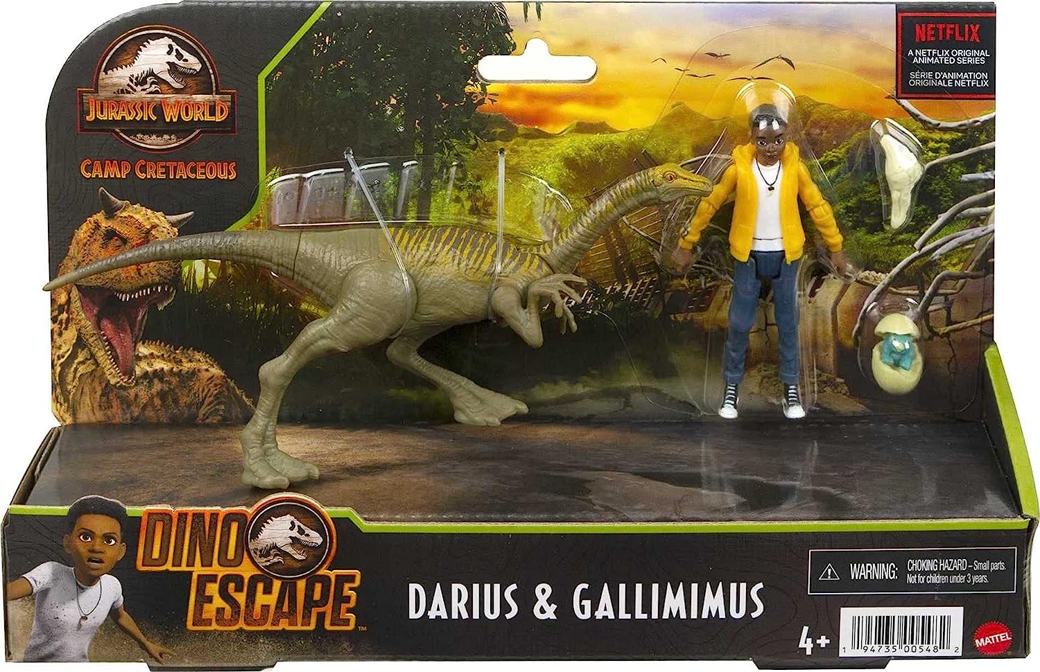 Jurassic World Dinosaurio de Juguete Darius, Gallimimus, Huevo de