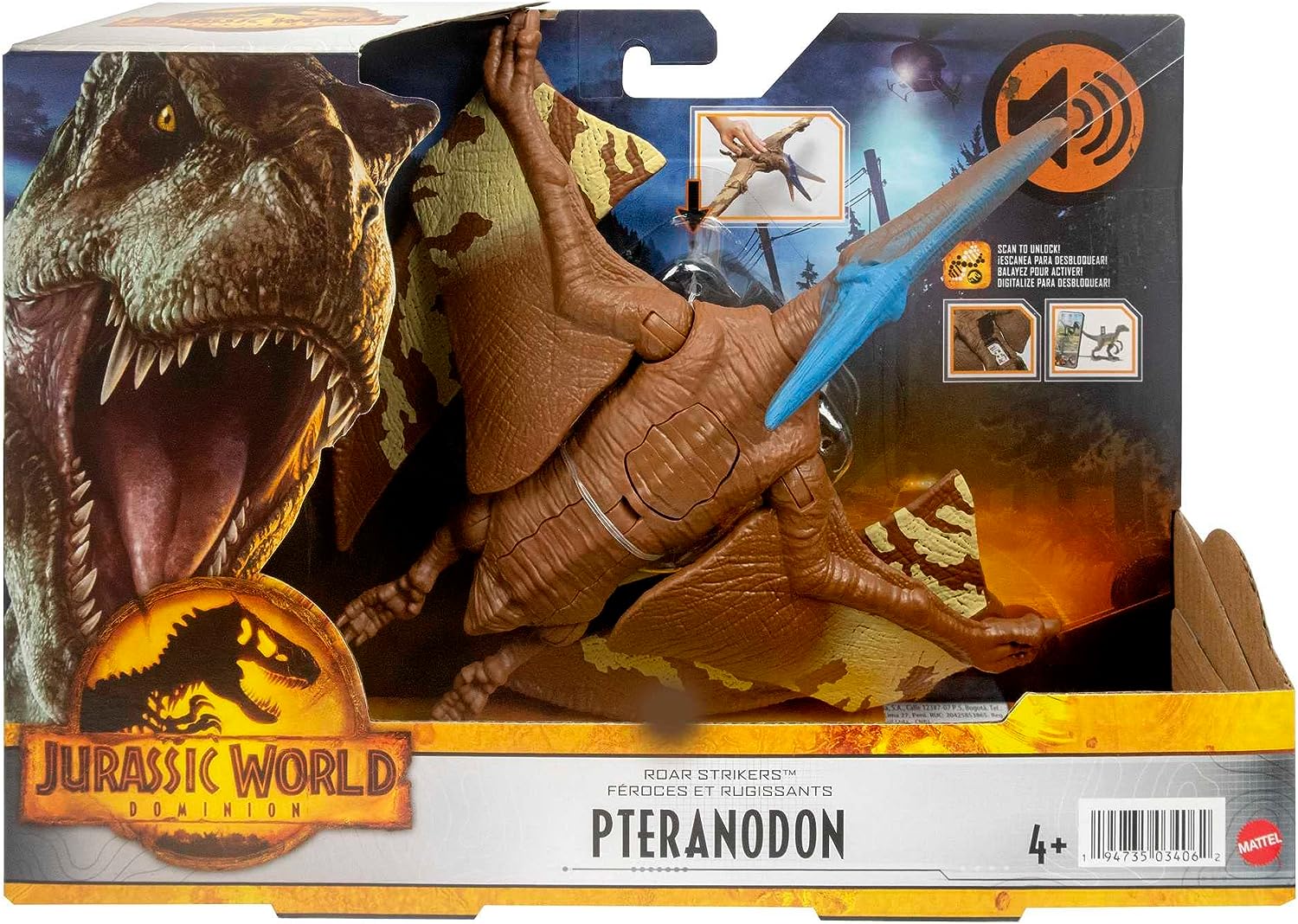 JURASSIC WORLD PTERANODON RUGE Y ATACA DINOSAURIO JUGUETE