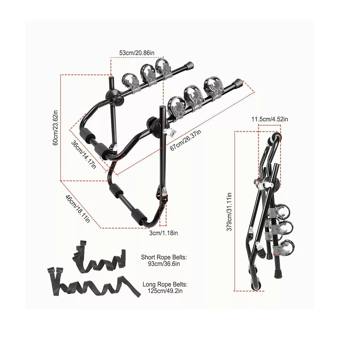 Porta Bicicleta Suspendido Para Auto De Coche 3 Bicicleta
